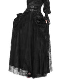 Eva Lady Womens Long Gothic Rose Velvet & Lace Embellished Maxi Skirt - Black