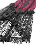 Dark In Love Long Gothic Vampire Crushed Velvet & Lace Fishtail Skirt - Red & Black