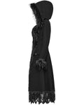 Punk Rave Womens Gothic Winter Fur & Lace Trimmed Hooded Coat - Extended Size Range
