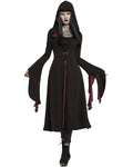 Punk Rave Womens Gothic Lace Applique Cloak Jacket - Black & Red - Extended Size Range