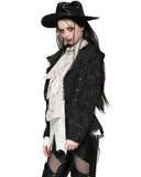 Dark In Love Womens Baroque Gothic Jacquard Layered Collar Riding Jacket