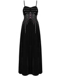 Eva Lady Womens Long Gothic Velvet Beaded Rose Ball Gown Wedding Dress - Black & Red