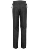 Devil Fashion Mens Tennyson Striped Gothic Lacing Dress Pants - Black