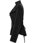 Punk Rave Womens Gothic Embroidered Velvet Cutaway Riding Jacket - Black