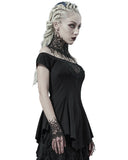 Punk Rave Womens Gothic Off Shoulder Tunic Blouse Top Black Spiderweb Mesh Lace