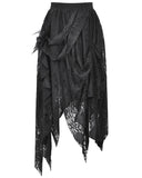 Dark In Love Long Gothic Irregular Lace Rose Layered Skirt