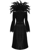 Eva Lady Long Gothic Cutaway Tailcoat Jacket With Feathered Collar