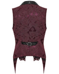 Punk Rave Mens Dark Victorian Gothic Damask Jacquard Waistcoat Vest - Red
