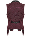 Punk Rave Mens Dark Victorian Gothic Damask Jacquard Waistcoat Vest - Red