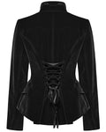 Punk Rave Womens Gothic Embroidered Velvet Cutaway Riding Jacket - Red