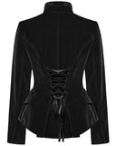 Punk Rave Womens Gothic Embroidered Velvet Cutaway Riding Jacket - Red