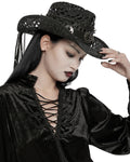 Punk Rave Womens Apocalyptic Punk Studded Crochet Stetson Cowboy Hat