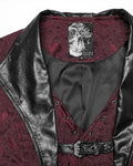 Punk Rave Mens Dark Victorian Gothic Damask Jacquard Waistcoat Vest - Red