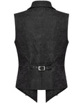 Punk Rave Mens Gothic Jacquard Rose Lace Applique Waistcoat Vest - Black