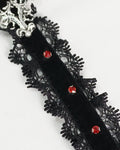 Devil Fashion Womens Gothic Velvet & Lace Choker Collar - Black & Red