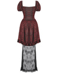 Dark In Love DarkRose Gothic Courtesan Jacquard Lace Train Dress - Red & Black