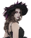 Devil Fashion Womens Dark Gothic Feathered Rose Fascinator Headpiece - Black & Purple
