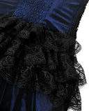 Dark In Love Womens Gothic Lolita Velvet & Lace Fishtail Prom Dress - Blue & Black