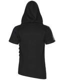 Punk Rave Mens Gothic Punk Shredded Mesh Inset Hooded T Shirt Top