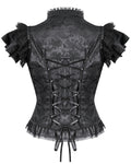 Dark In Love Womens Gothic Jacquard & Lace Keyhole Blouse Top