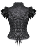 Dark In Love Womens Gothic Jacquard & Lace Keyhole Blouse Top