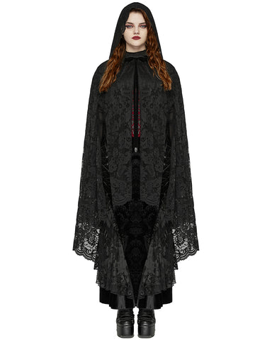 Punk Rave Plus Size Womens Dark Gothic Lace Hooded Cloak Cape