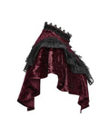 Punk Rave Daily Life Womens Long Gothic Crushed Velvet & Lace Bolero Cape - Red