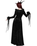 Dark In Love Long Gothic Velvet  Maxi Dress With Faux Fur & Mesh Trim