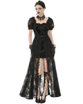 Dark In Love Womens Long Romantic Gothic Velvet & Lace Petals Dress
