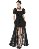 Dark In Love Womens Long Romantic Gothic Velvet & Lace Petals Dress