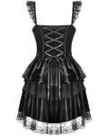 Dark In Love Womens Elegant Gothic Lolita Velvet & Lace Mini Dress
