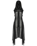 Punk Rave Womens Gothic Cyberpunk Hooded Harness Chiffon Cloak Cape