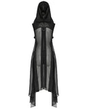 Punk Rave Womens Gothic Cyberpunk Hooded Harness Chiffon Cloak Cape