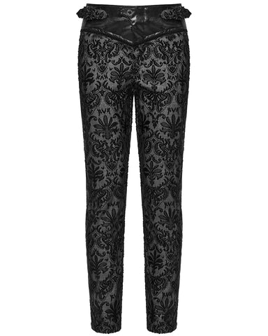 Punk Rave Mens Gothic Aristocrat Embroidered Damask Houndstooth Dress Pants