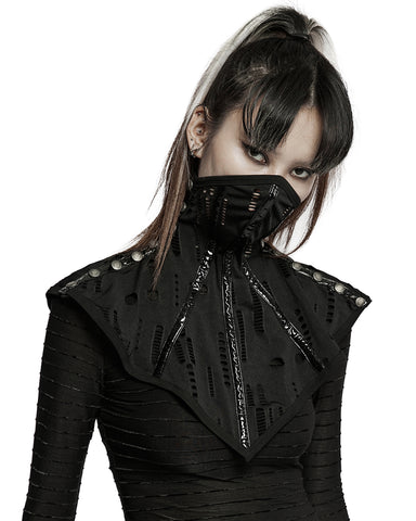 Punk Rave Womens Cyberpunk Shredded Knit Muffler Collar Shawl