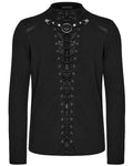 Punk Rave Mens Dark Punk Lace-Up Mesh Inset Top - Black