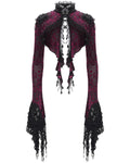 Eva Lady Womens Gothic Split Tail Velvet Flocked Mesh Bolero Shrug Top Red Black