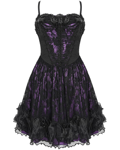 black and purple gothic prom dress Caera Black/Purple Gothic Prom Dress by Sinister UK8 ONLY