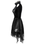 Eva Lady Arabella's Conflict Womens Beaded Gothic Mini Dress - Black Velvet & Lace