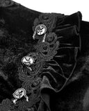 Dark In Love Womens Long Victorian Gothic Ruffled Velvet & Lace Maxi Skirt