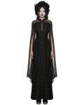 Punk Rave Womens Long Gothic Damask Flared Chiffon Sleeve Maxi Dress