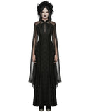 Punk Rave Womens Long Gothic Damask Flared Chiffon Sleeve Maxi Dress