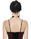 Dark In Love Womens Gothic Crucific Beaded Choker Necklace - Black & Red