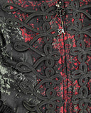 Eva Lady Long Gothic Jacquard & Lace Dress Jacket - Black & Red