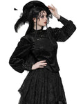 Dark In Love Womens Gothic Baroque Jacquard Velvet Lace Applique Blouse Top