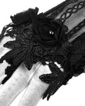 Dark In Love Womens Gothic Lace & Rose Applique Glovelets