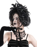 Eva Lady Womens Dark Gothic Lolita Feathered Rose Bonnet Hat