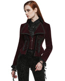 Punk Rave Womens Gothic Velvet & Lace Riding Jacket - Red & Black