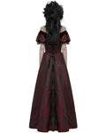 Punk Rave Womens Long Gothic Jacquard Ballgown Wedding Dress - Black & Red