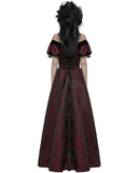 Punk Rave Womens Long Gothic Jacquard Ballgown Wedding Dress - Black & Red